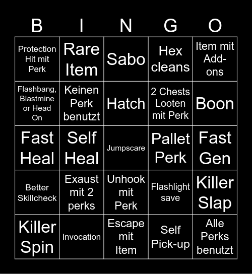 DBD Chaos Shuffle german Bingo Card