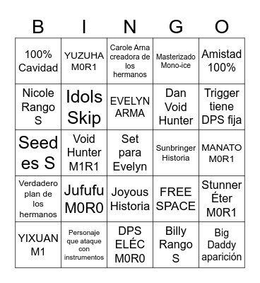 ZZZ 2.X PLAN Bingo Card
