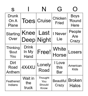 Modern Country Bingo Card