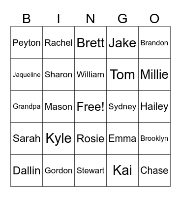 Rowley Family Reunion 2025 Bingo Card