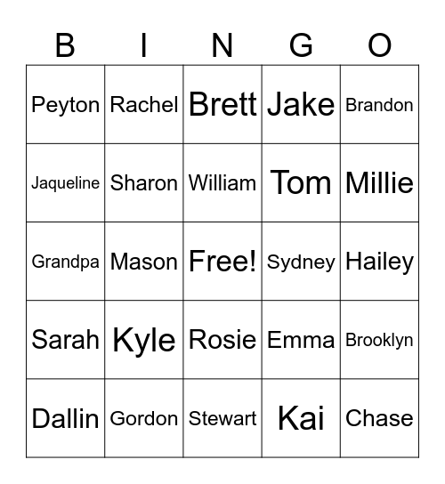 Rowley Family Reunion 2025 Bingo Card