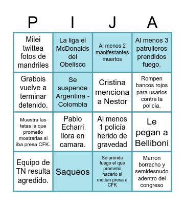 Bingo - CFK Presa Edition Bingo Card