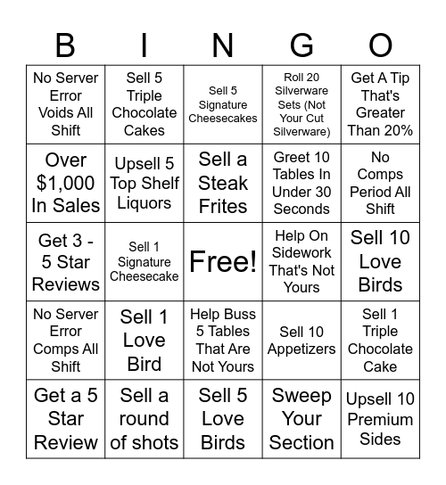 Server Bingo Card