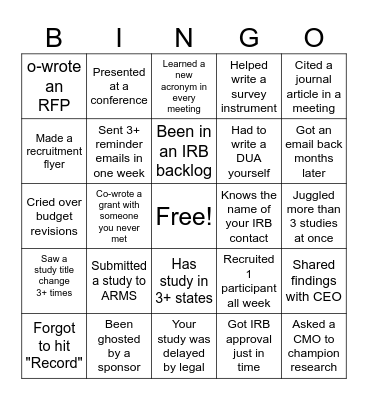 PPRN Bingo Card