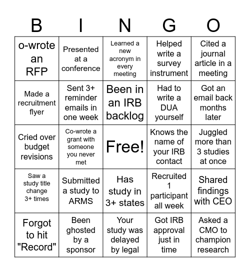 PPRN Bingo Card