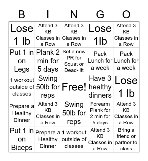 Bangin' Bod' Bingo  Bingo Card