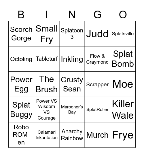 Inky Splatoon [ROUND 1] Bingo Card