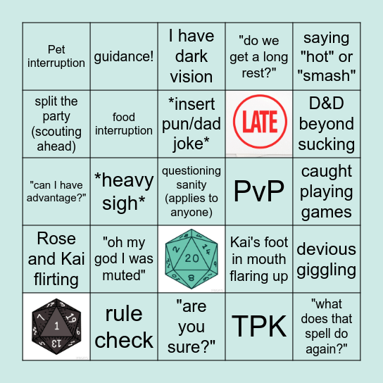 Vik's D&D bingo Card