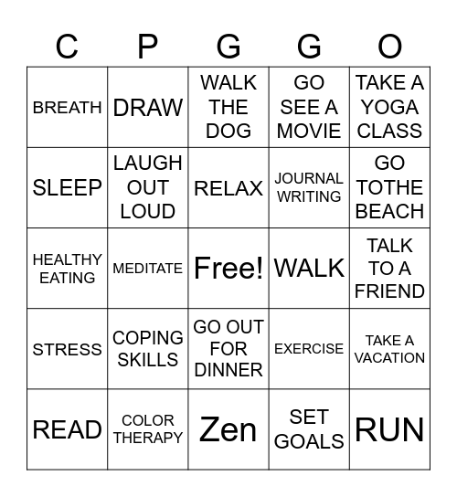 CPG Bingo Card