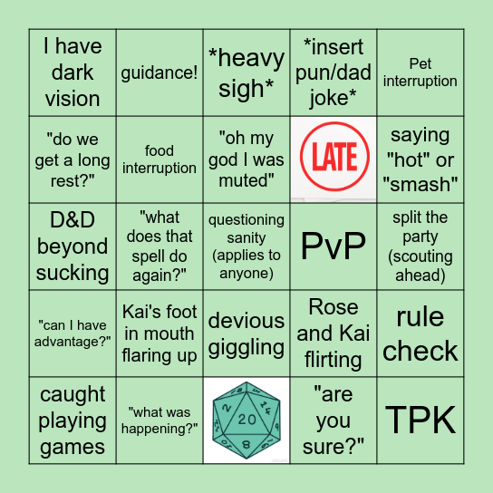 Vik's D&D bingo Card