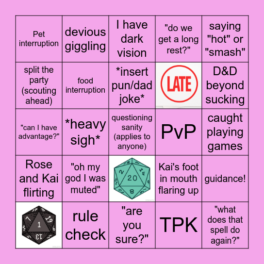 Vik's D&D bingo Card