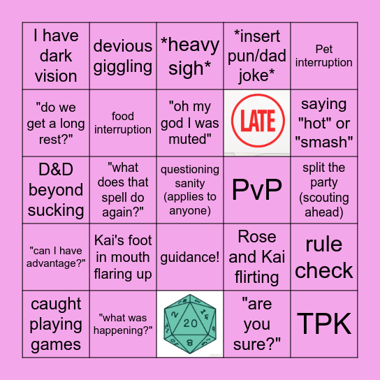 Vik's D&D bingo Card