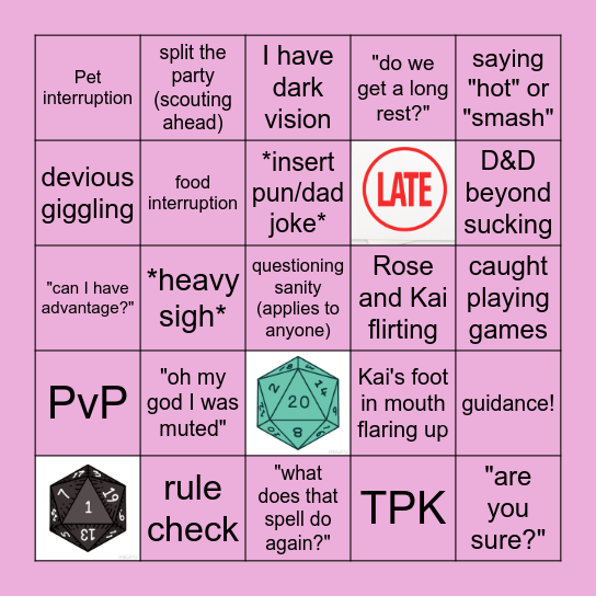 Vik's D&D bingo Card