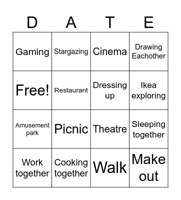 Dates Bingo Card