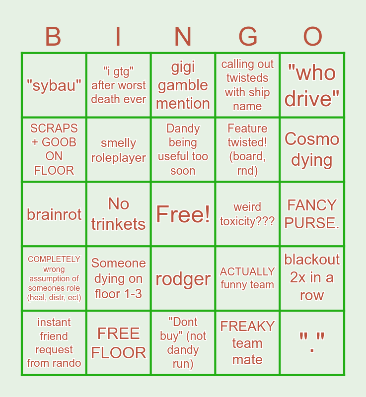 Every dandys world game ever Bingo Card