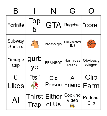 Brainrot Bingo Card