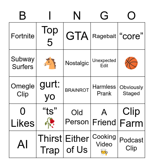 Brainrot Bingo Card