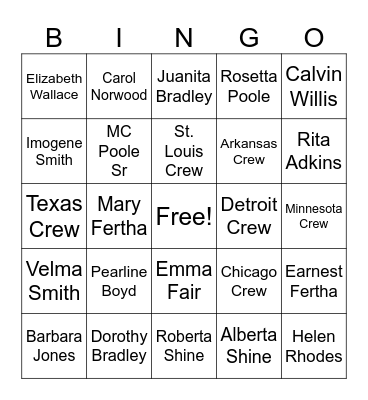 Fair Family Bingo Card