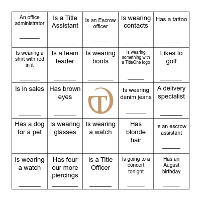 Title and Escrow Bingo Card