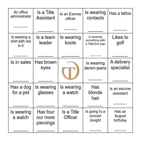Title and Escrow Bingo Card