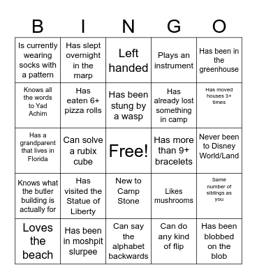Human Bingo Card