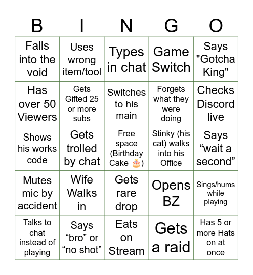 Nitrix Birthday Bingo Card