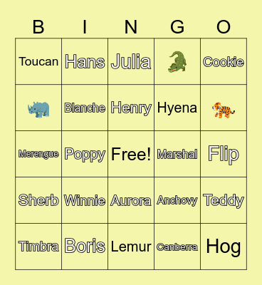 Animal Crossing Bingo Card