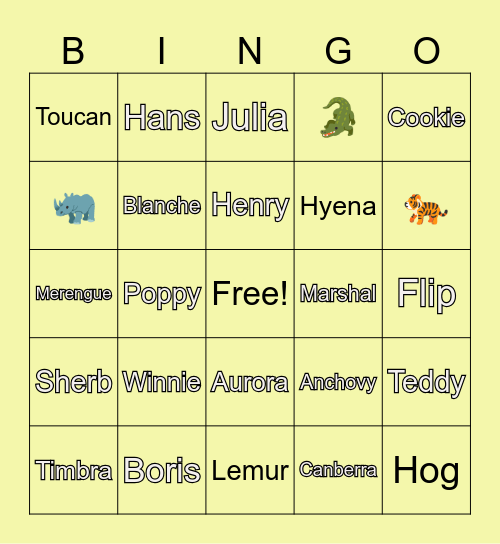 Animal Crossing Bingo Card