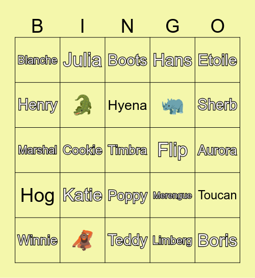 Animal Crossing Bingo Card