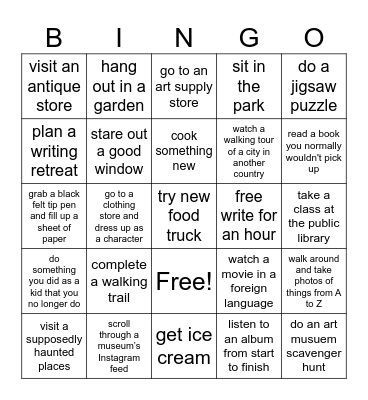 Sarah's Summer Slam Bingo Card