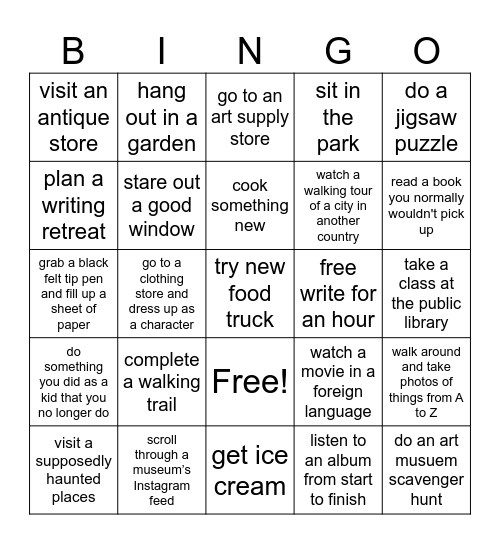 Sarah's Summer Slam Bingo Card