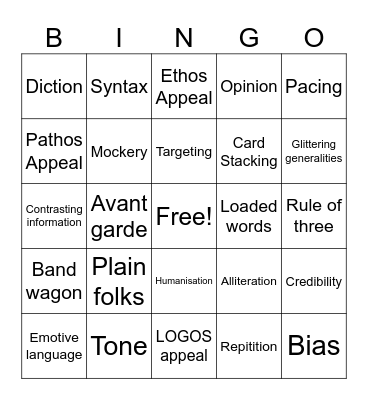 Rebecca Bingo Card