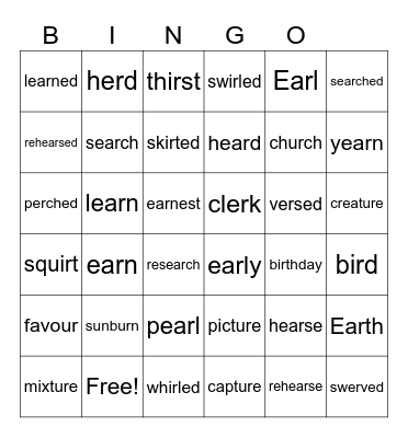 /er/ spellings EC 6 Bingo Card