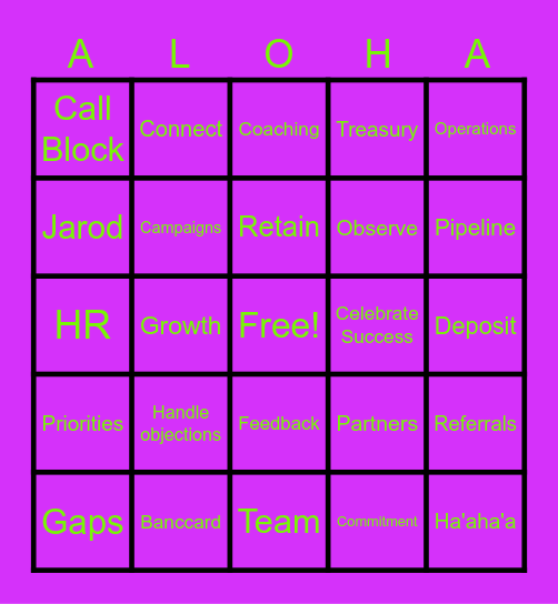 ALOHA Bingo Card