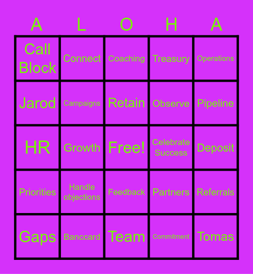 ALOHA Bingo Card