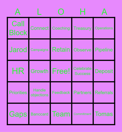 ALOHA Bingo Card