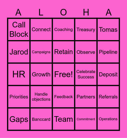 ALOHA Bingo Card
