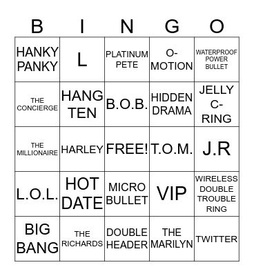 Pure Romance Bingo Card