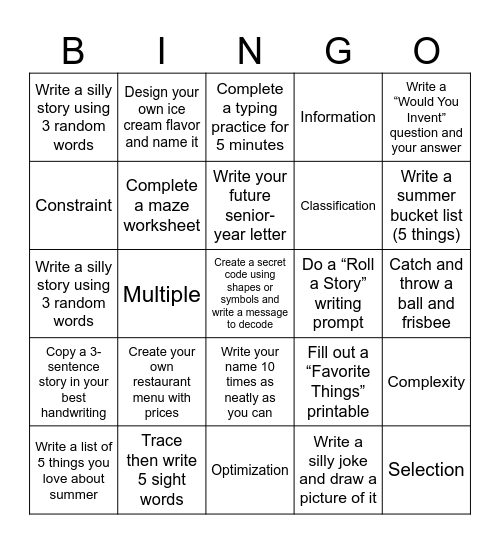 AI Bingo Card