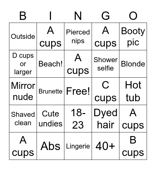 Nudes Bingo Card