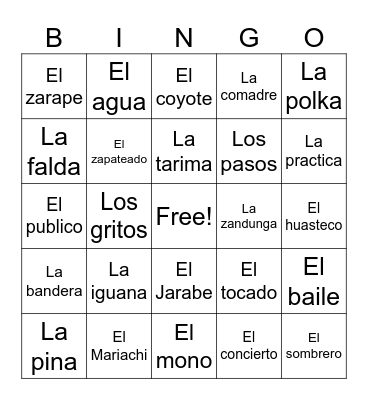 Loteria - Baile Folklorico Bingo Card