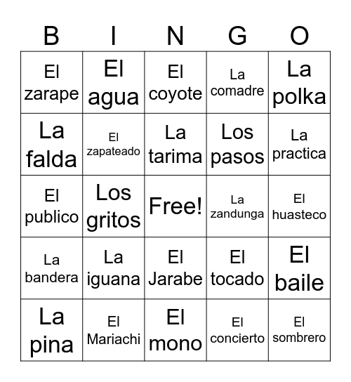 Loteria - Baile Folklorico Bingo Card
