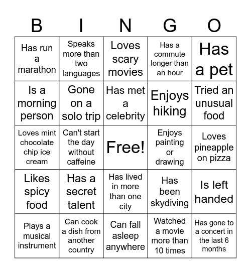 PSCS Intern/Co-Op Get to Know You Bingo! Bingo Card