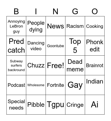 Insta bingo Card