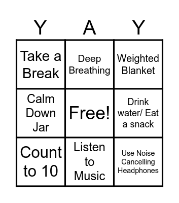 Coping Skills Bingo Card