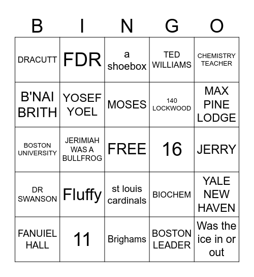 Camp Jay- Wanna-Docta Bingo Card