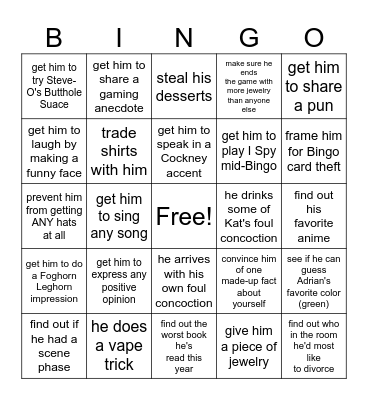 Brandon Bingo Card