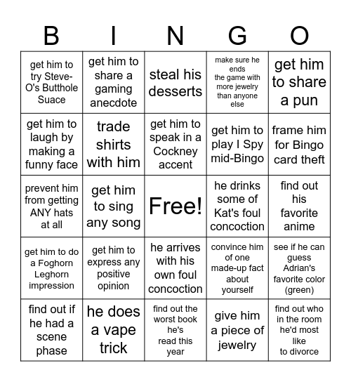 Brandon Bingo Card