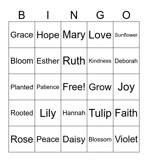 Flower Bingo Card Bingo Card