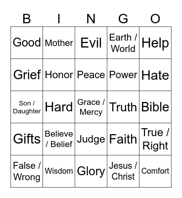 Sermon Bingo Card